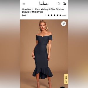 How Much I Care Midnight Blue Off-the-
Shoulder Midi Dress